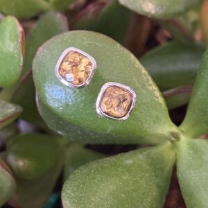 Elegant Silver and Citrine Stud Earrings